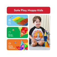 PicassoTiles 80pc Magnetic Tile Diamond Building Set w/Car Base