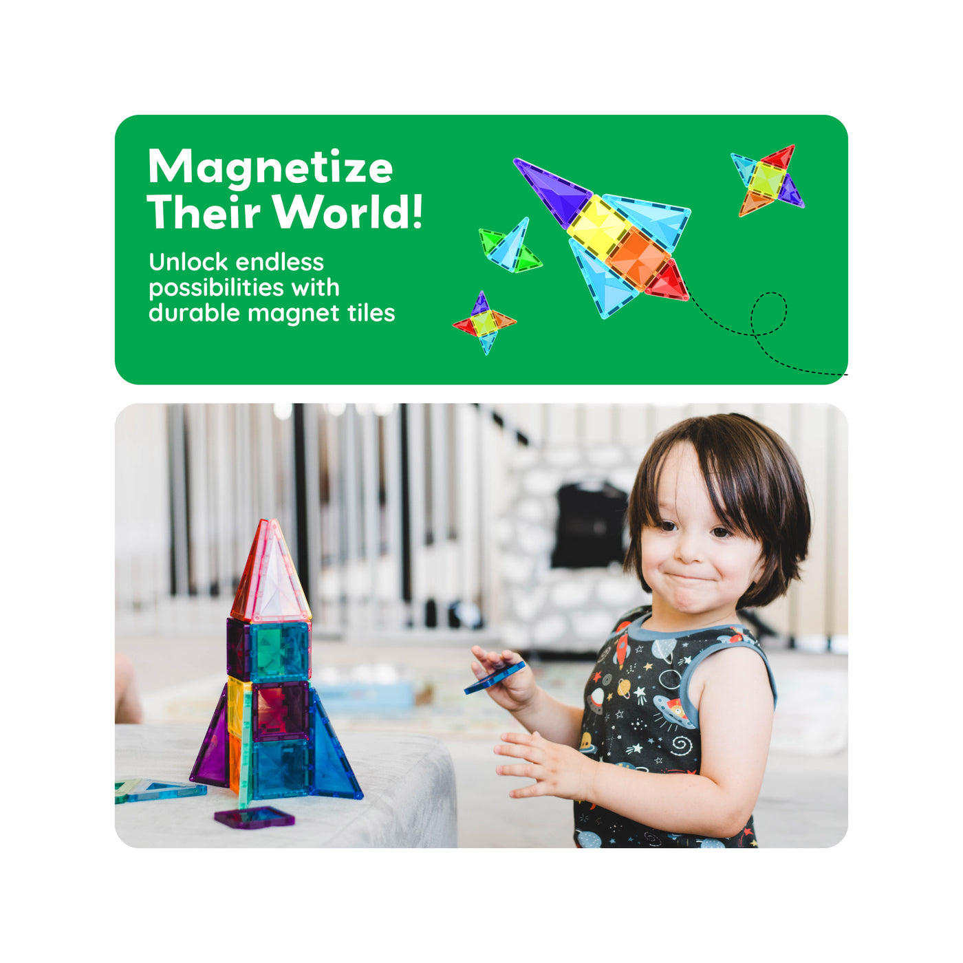 PicassoTiles 80pc Magnetic Tile Diamond Building Set w/Car Base