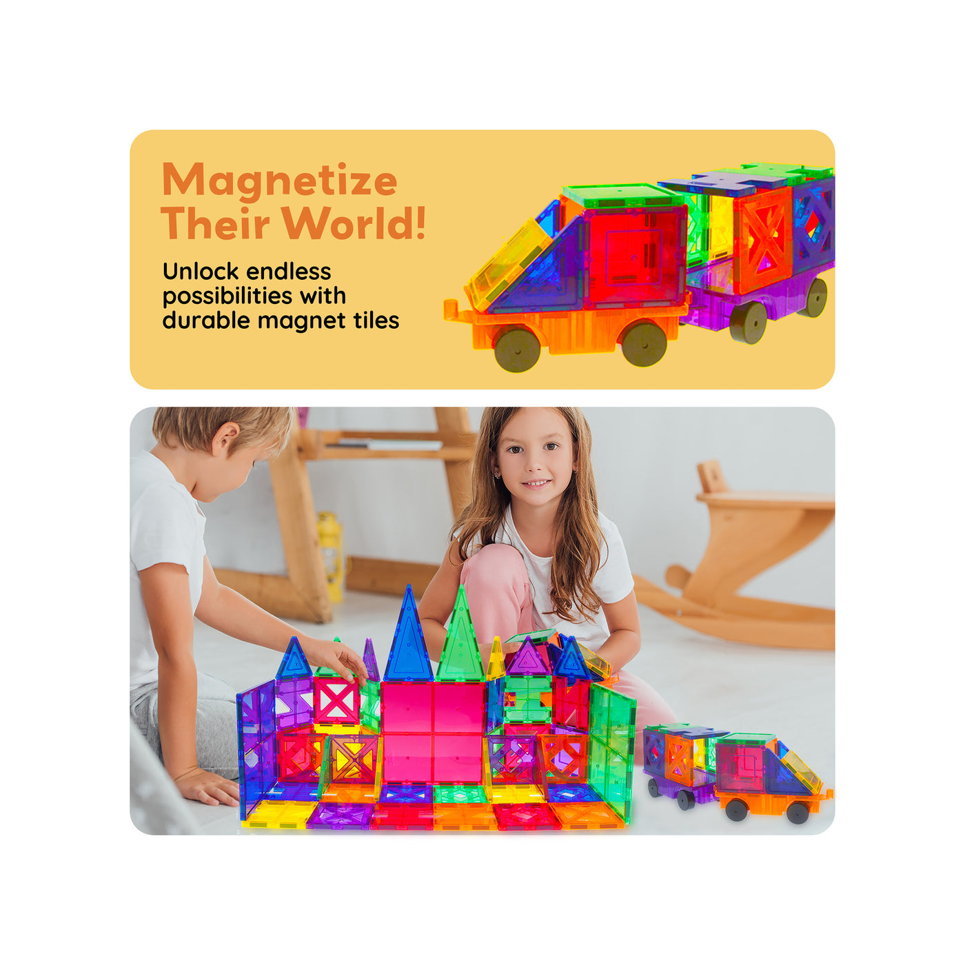 PicassoTiles 82pc Magnetic Tile Creativity Builder Set