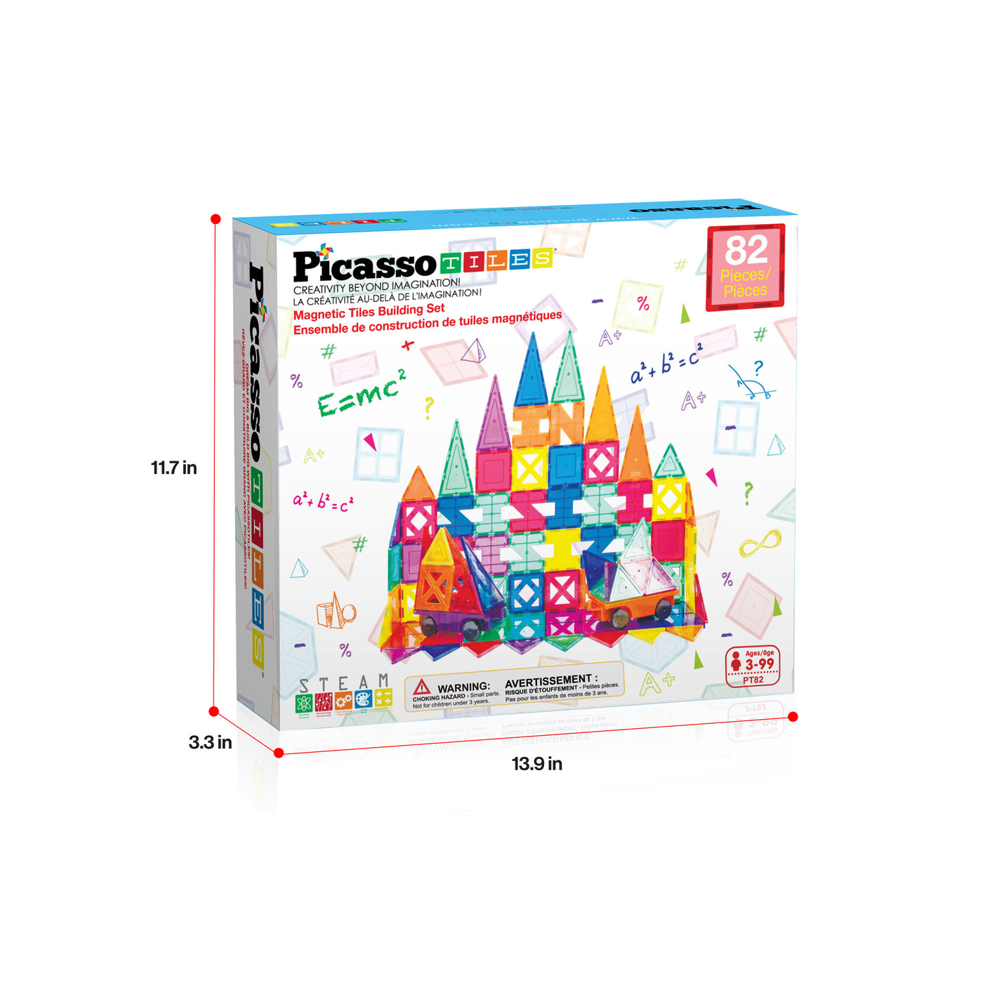 PicassoTiles 82pc Magnetic Tile Creativity Builder Set