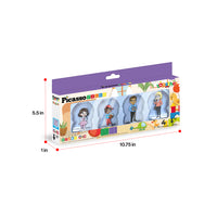 PicassoTiles Together 4-piece family magnetic figures set packaging box with dimensions (5.5 in x 10.75 in x 1 in).