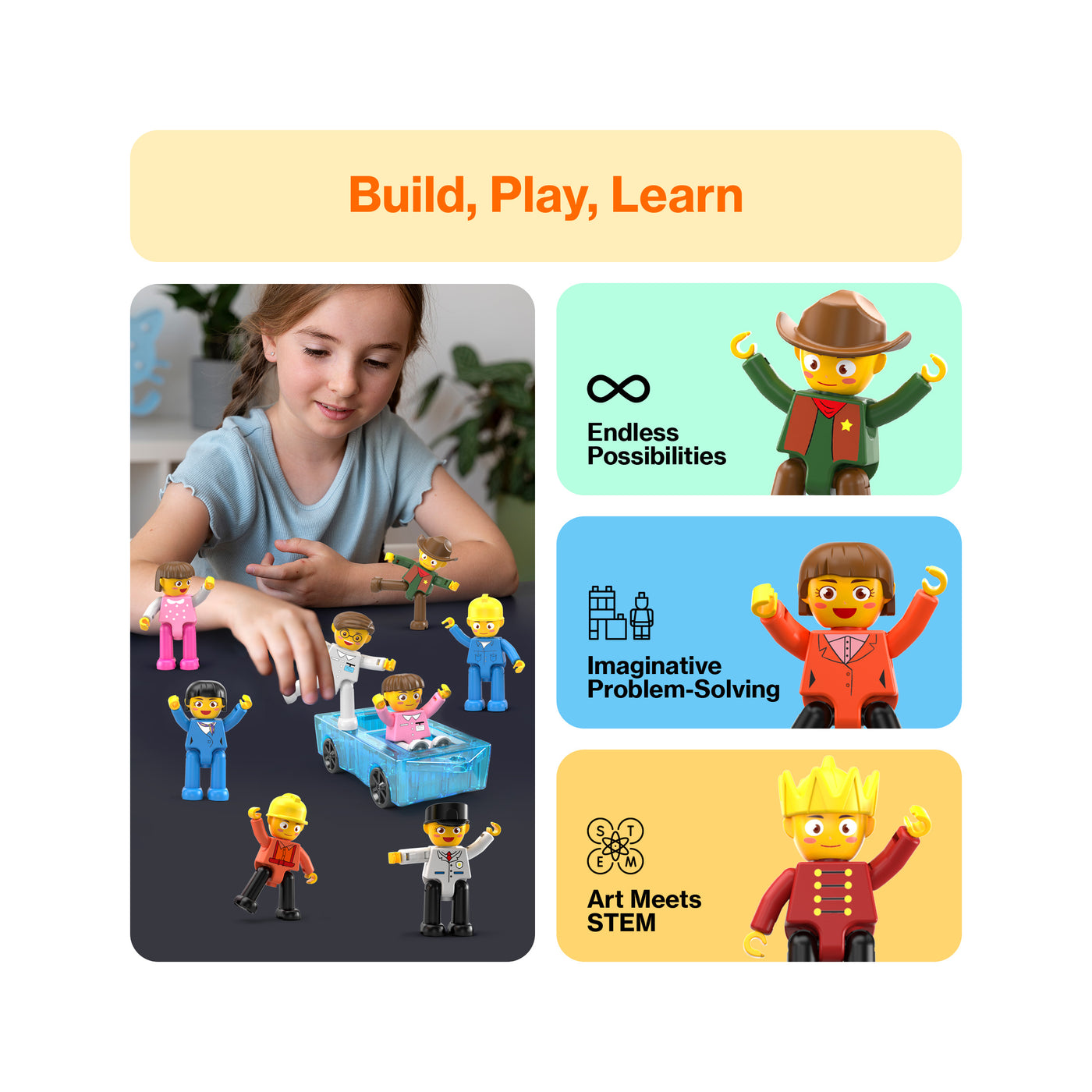 PicassoTiles 16 Piece Character Figure Set