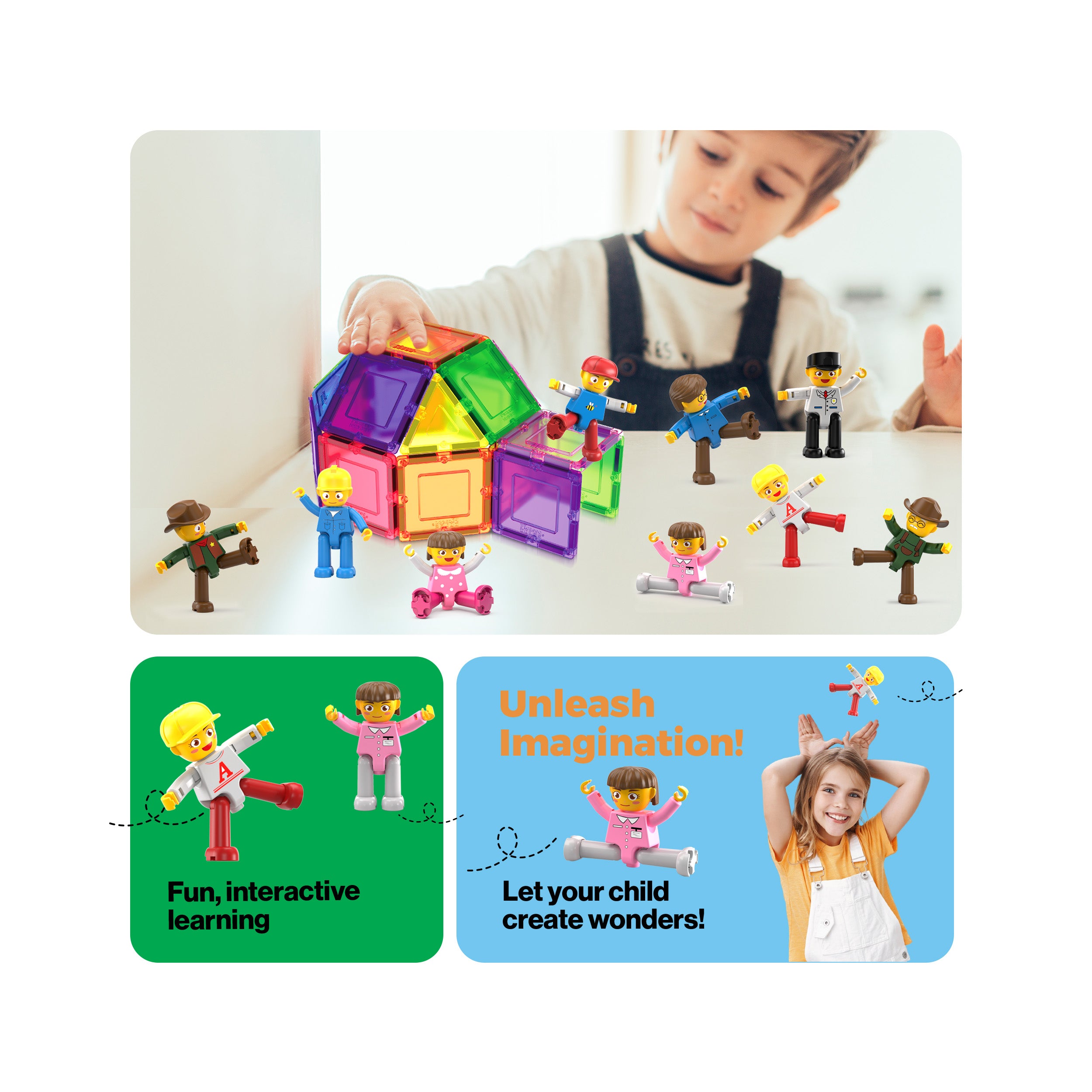 PicassoTiles 16 Piece Character Figure Set