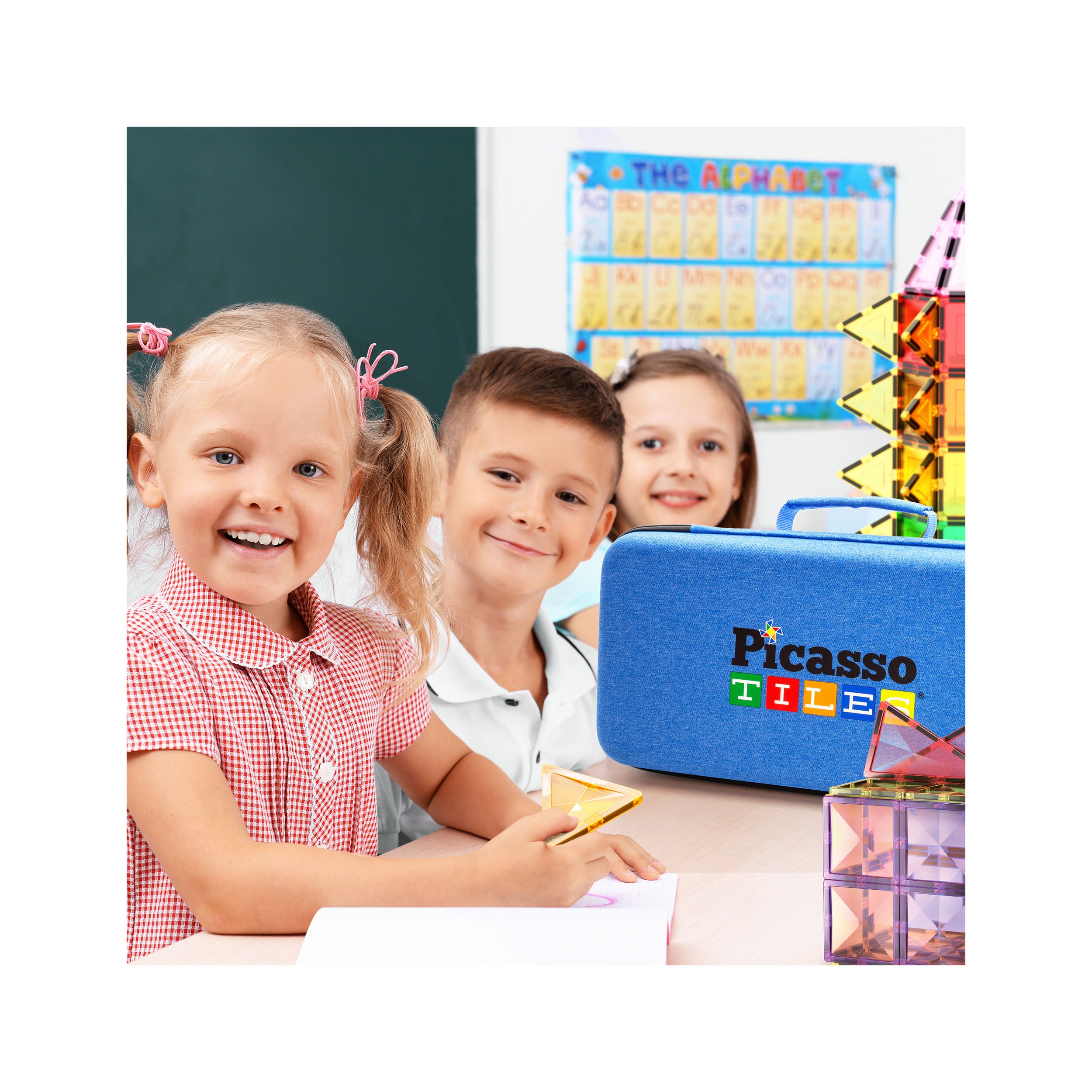 ピカソタイルズ トイケース おもちゃ収納ケース ブルー 42×21×10cm PicassoTiles Magnetic Tile Travel Storage Carry Case · PicassoTiles