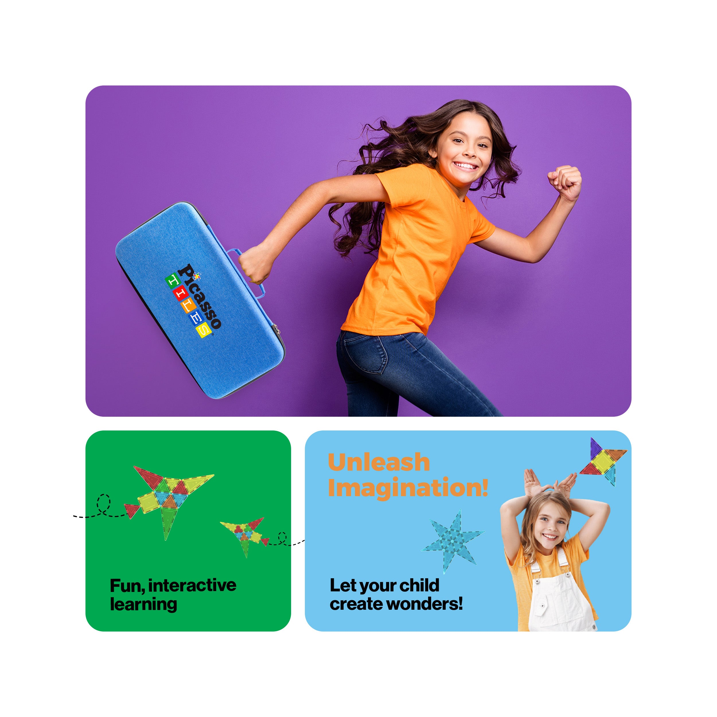PicassoTiles Magnetic Tile Travel Storage Carry Case