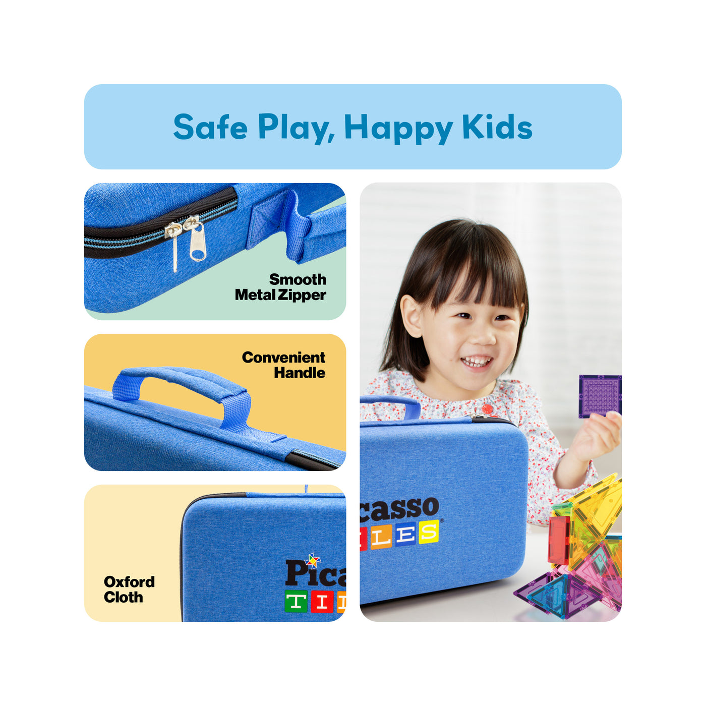 PicassoTiles Magnetic Tile Travel Storage Carry Case