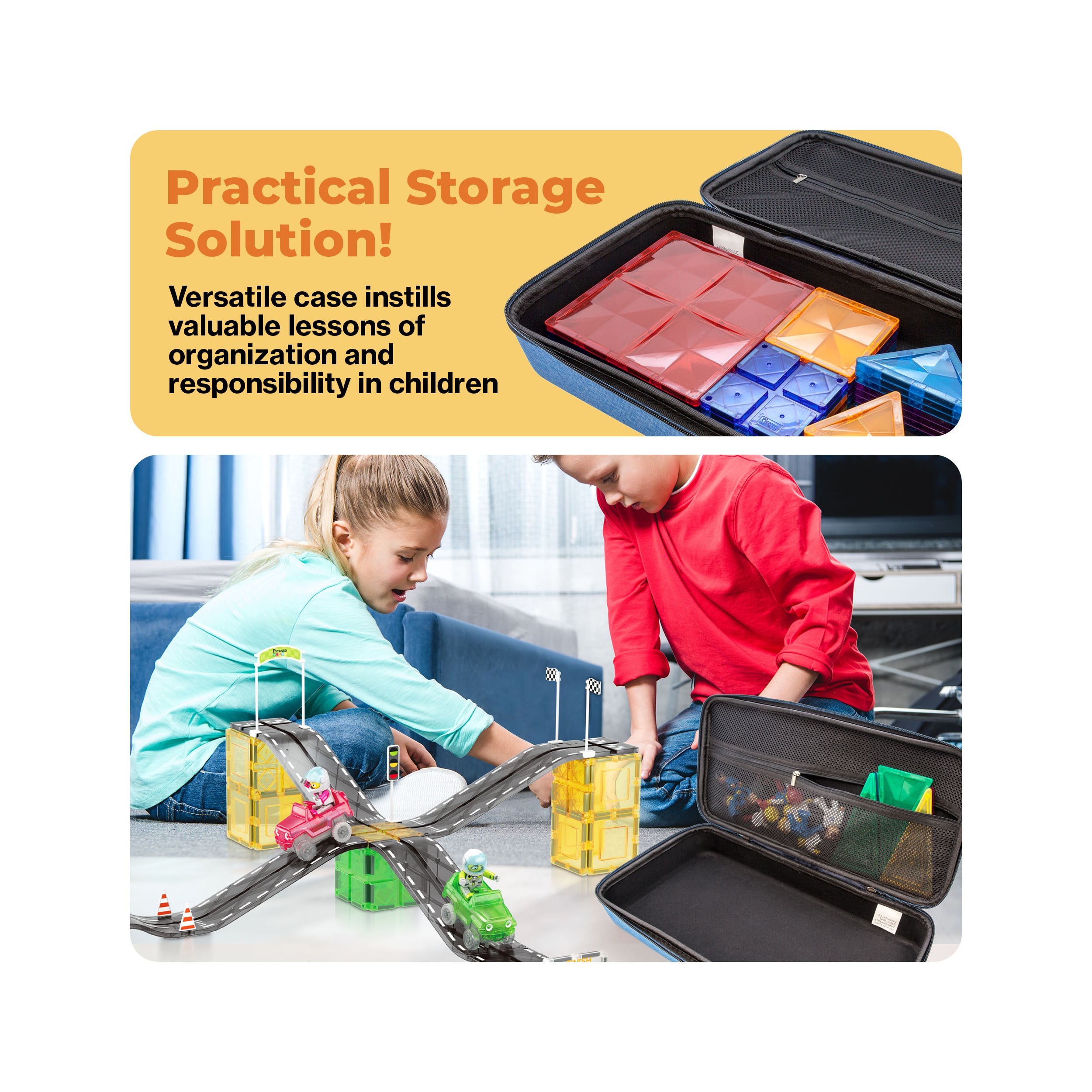 PicassoTiles Magnetic Tile Travel Storage Carry Case