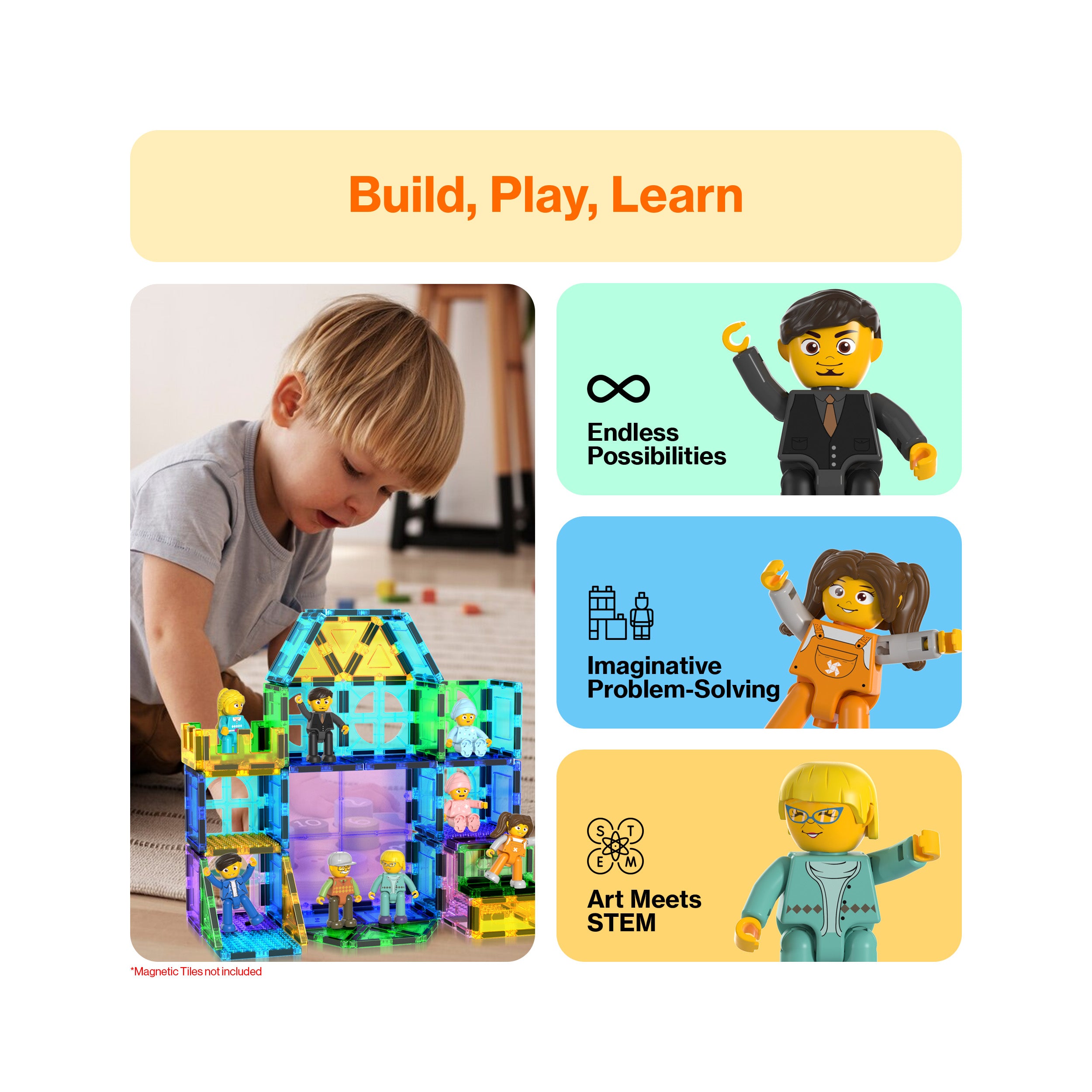 PicassoTiles Family Character Action Figure Magnet Toys