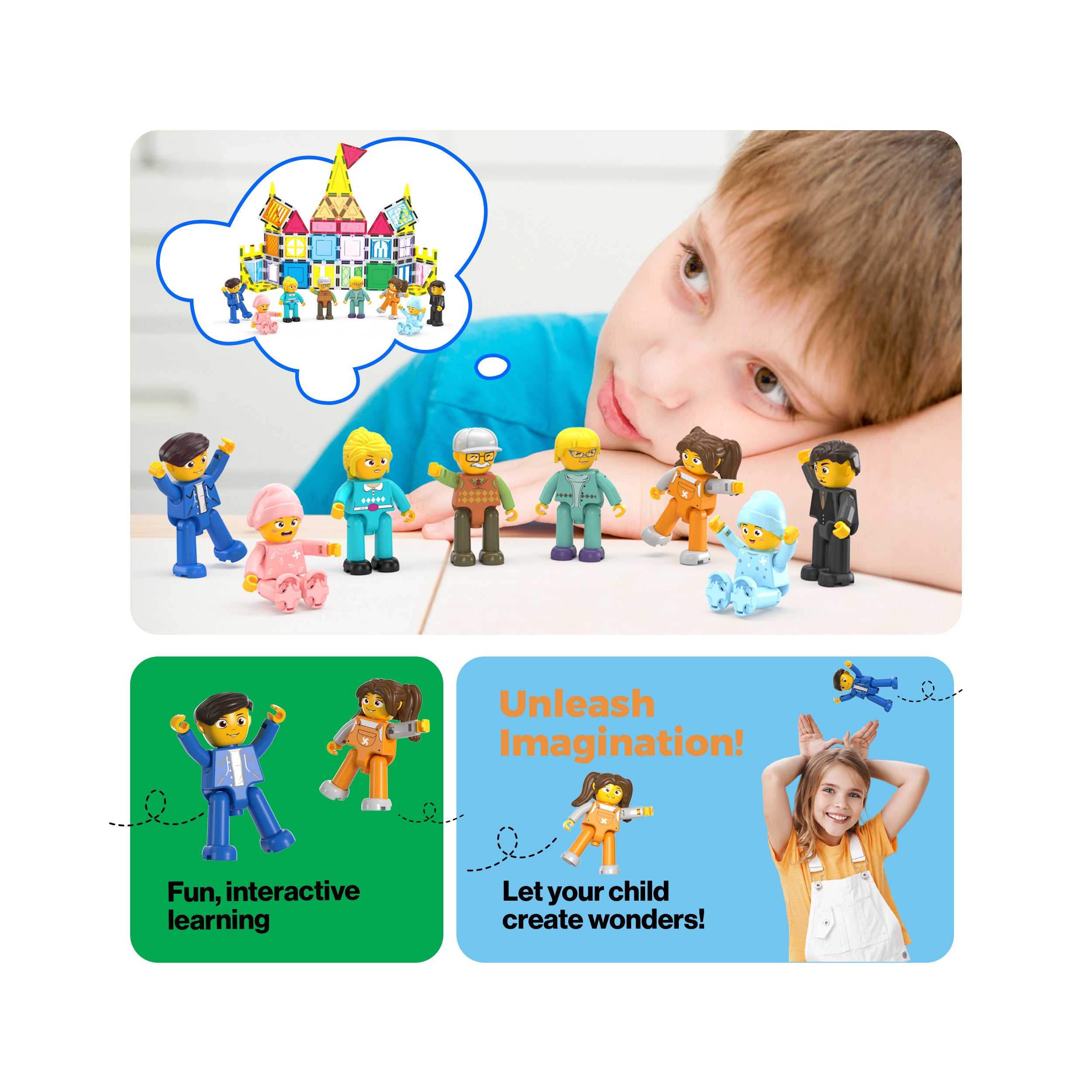 PicassoTiles Family Character Action Figure Magnet Toys