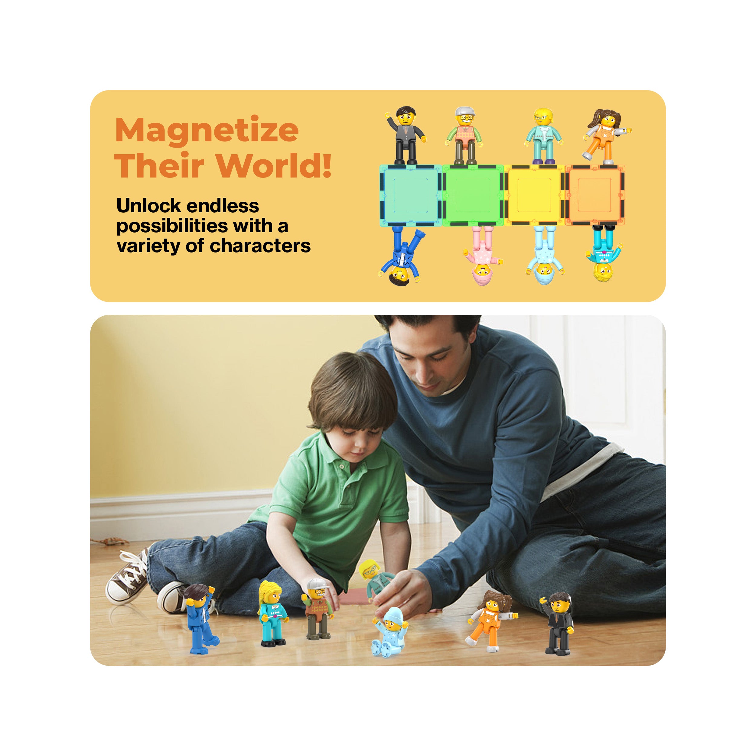 PicassoTiles Family Character Action Figure Magnet Toys