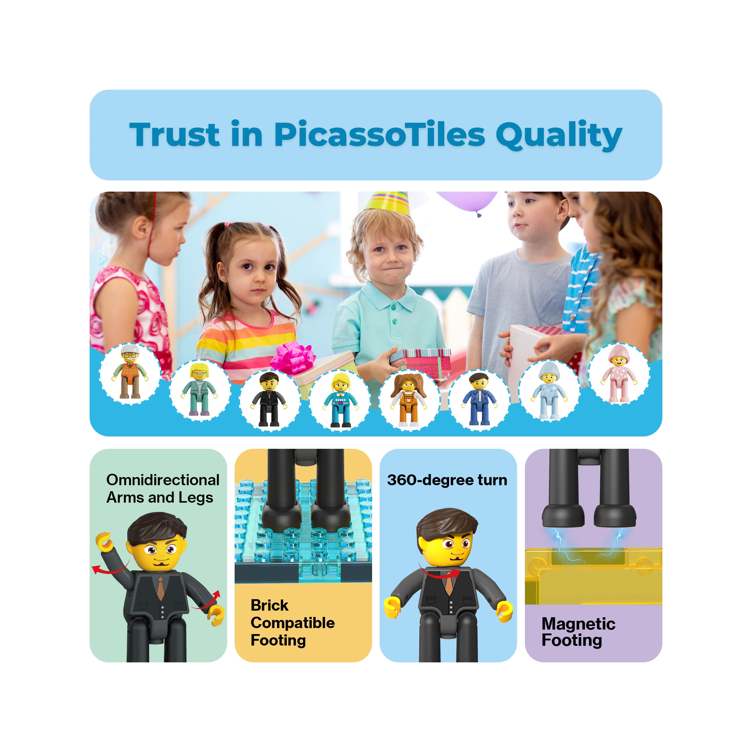 PicassoTiles Family Character Action Figure Magnet Toys