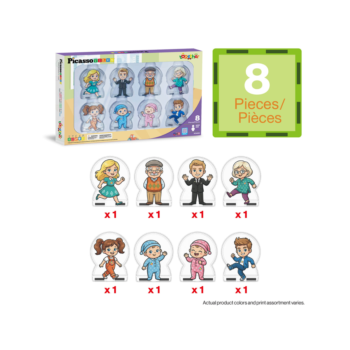 PicassoTile Magnetic Family Figures 8pc