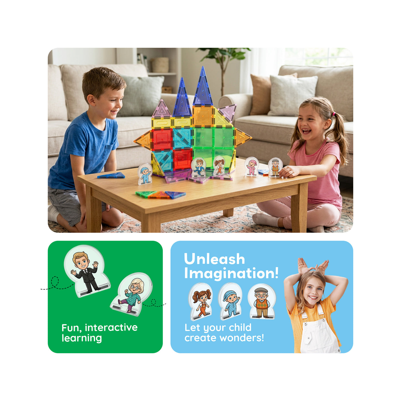 PicassoTile Magnetic Family Figures 8pc