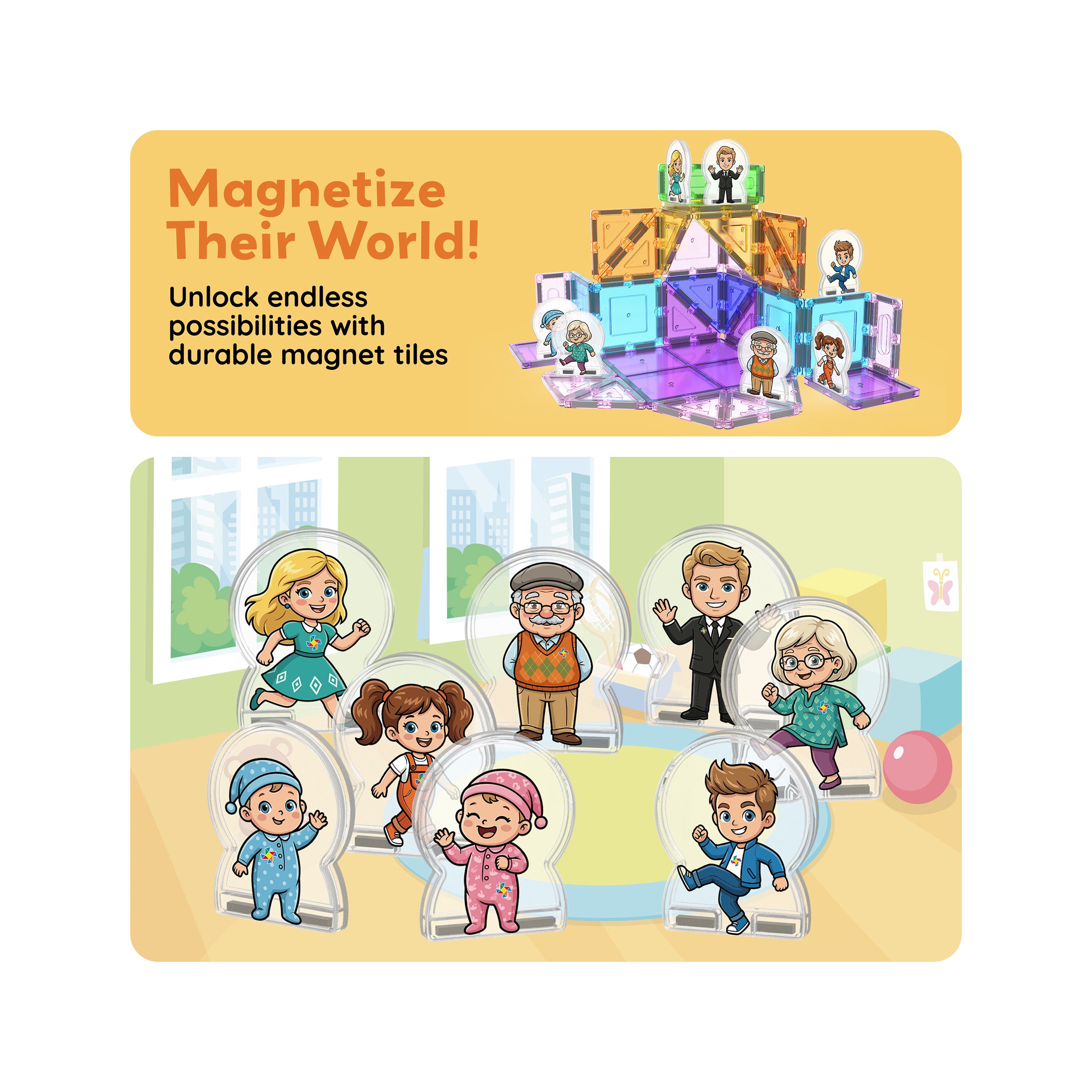 PicassoTile Magnetic Family Figures 8pc