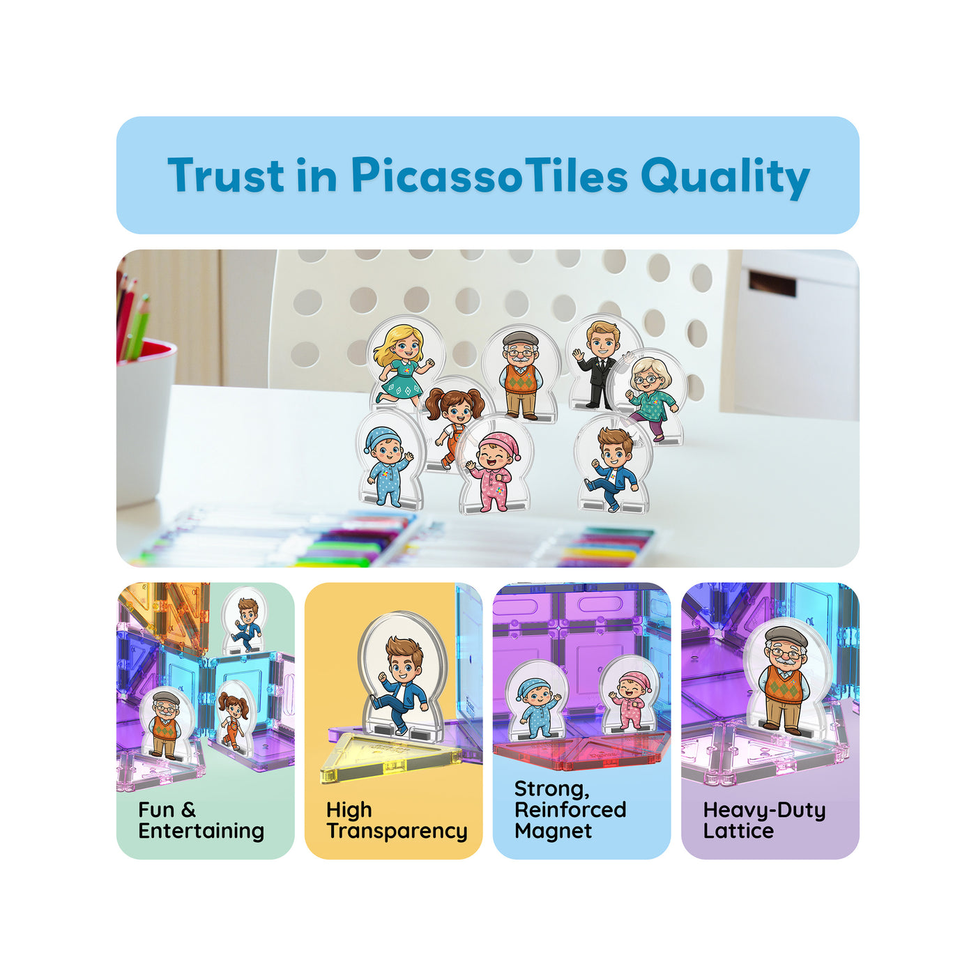 PicassoTile Magnetic Family Figures 8pc