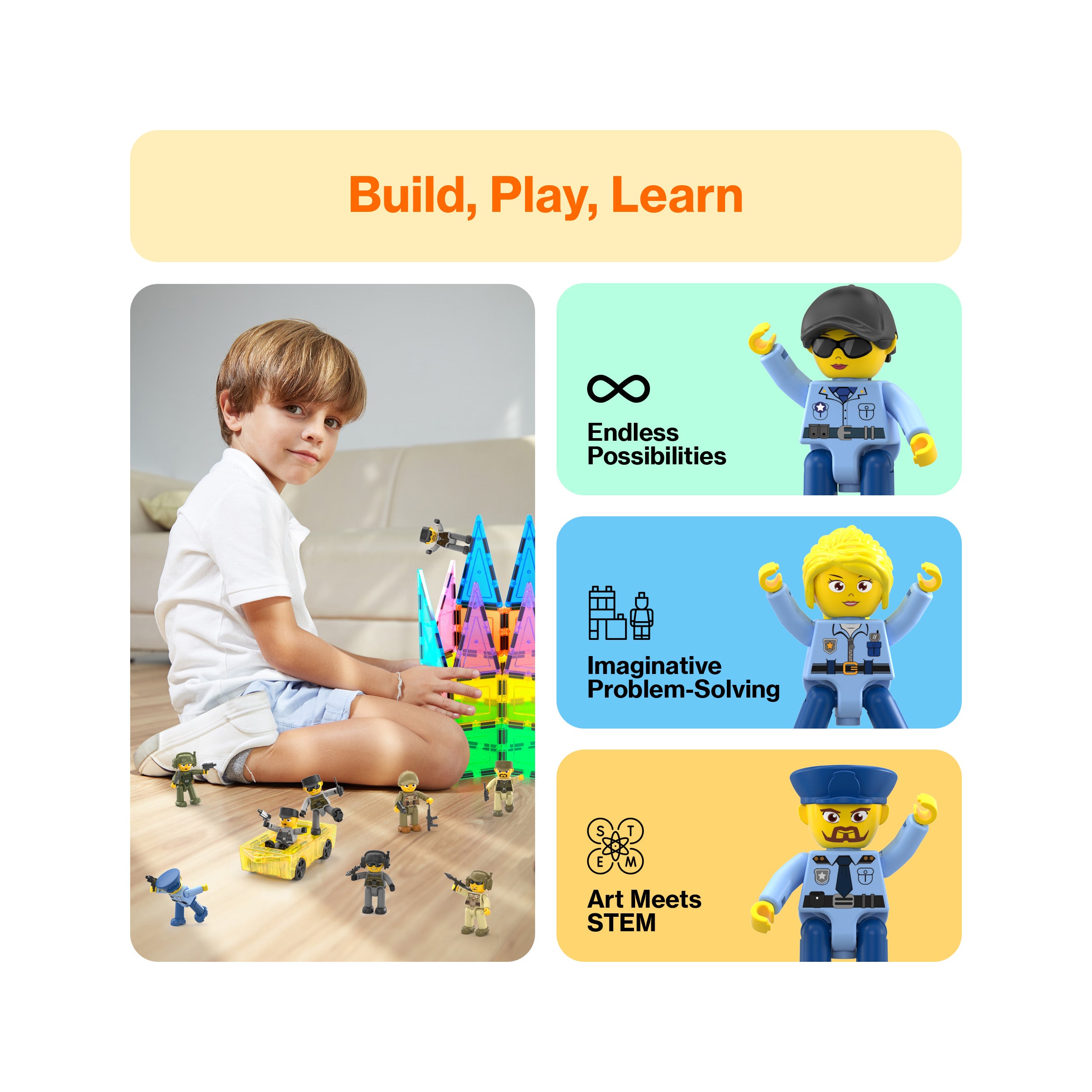 PicassoTiles Law Enforcement & Military Character Figure Set