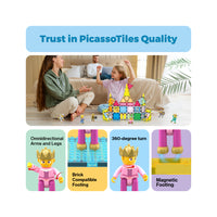 PicassoTiles Medieval King and Knights Magnet Tile Character Figure Set