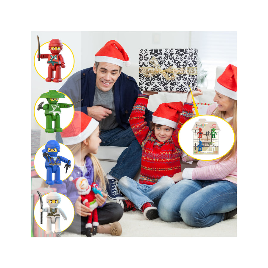 PicassoTiles 4 Piece Ninja Character Magnet Tile Figure Set