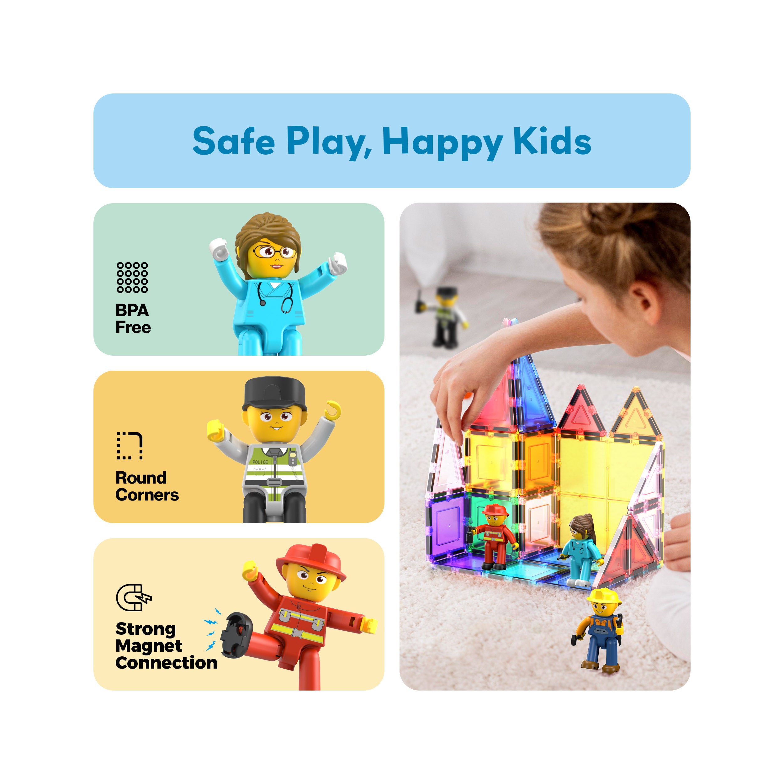 PicassoTiles 4 Piece City Builder Character Figure Set · PicassoTiles