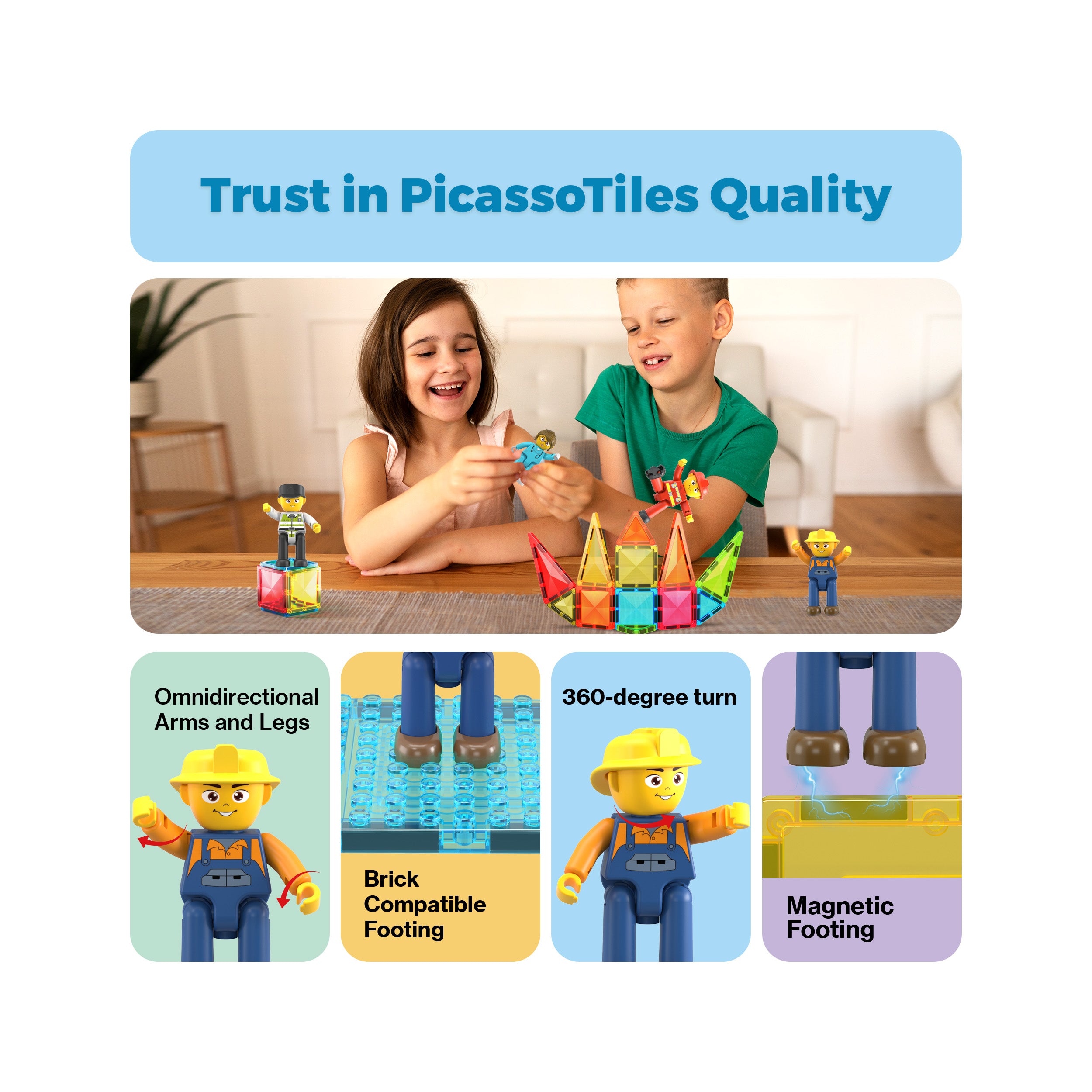 石鍛冶の神秘家ボーダレス4枚セット PicassoTiles 4 Piece City Builder Character Figure Set · PicassoTiles