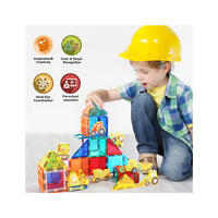 PicassoTiles 8pc Magnet Tile Zoo Animal Set on Construction Vehicles
