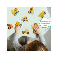 PicassoTiles 8pc Magnet Tile Zoo Animal Set on Construction Vehicles