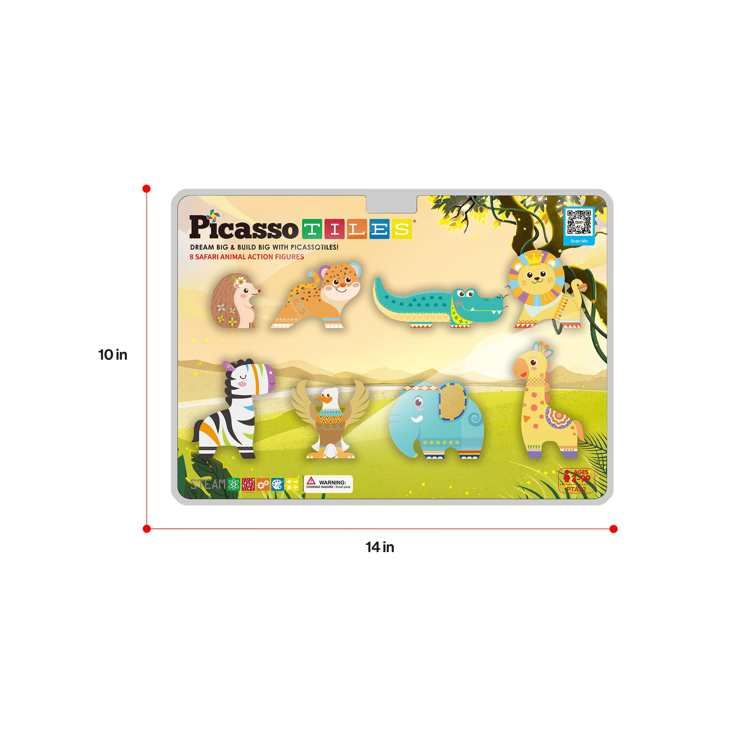 PicassoTiles Magnet Building Blocks 8 Safari Animal Action Figures
