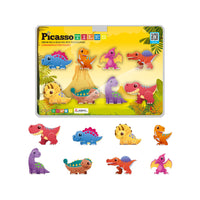 PicassoTiles Magnet Tiles Building Blocks 8 Dinosaur  Action Figures