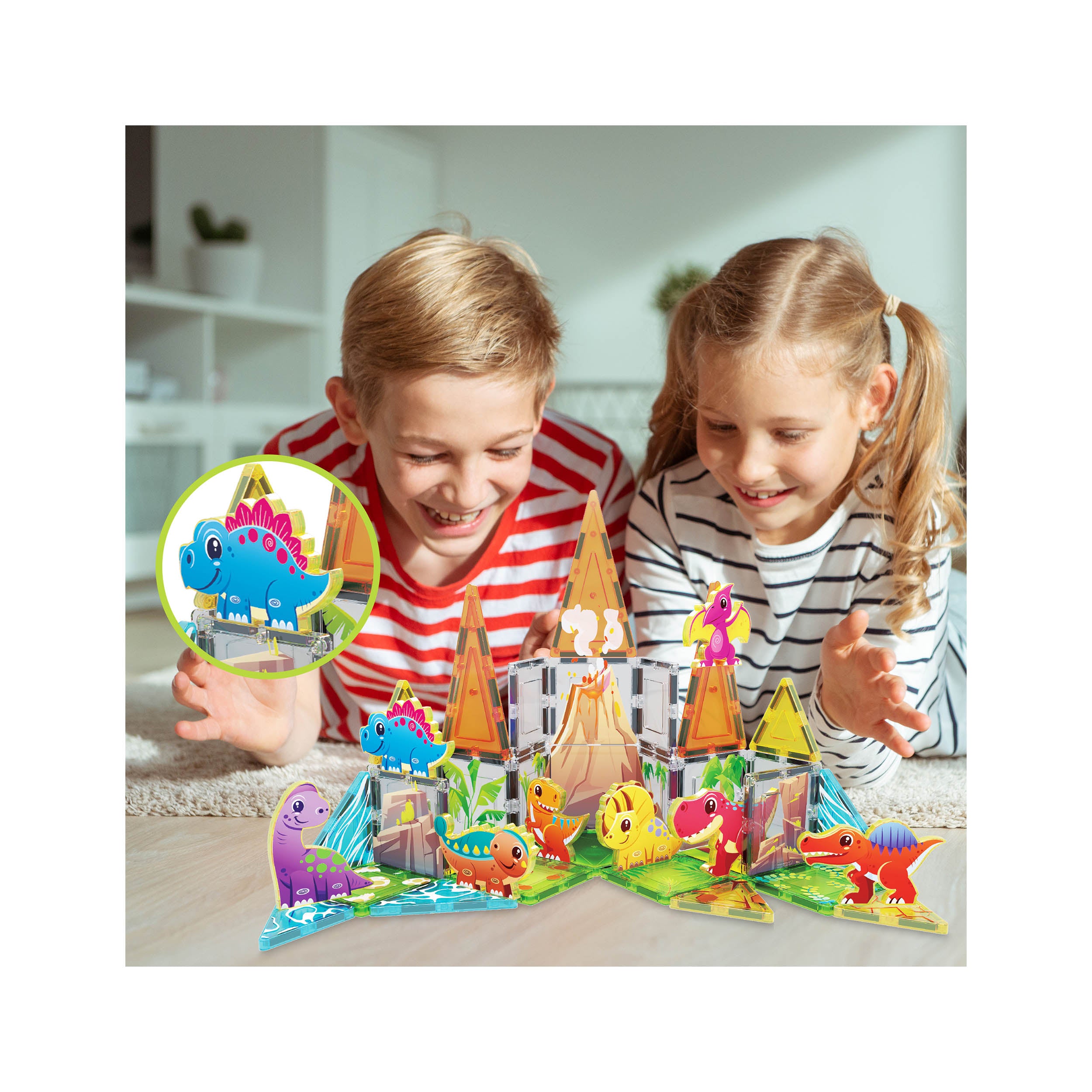 PicassoTiles Magnet Tiles Building Blocks 8 Dinosaur  Action Figures