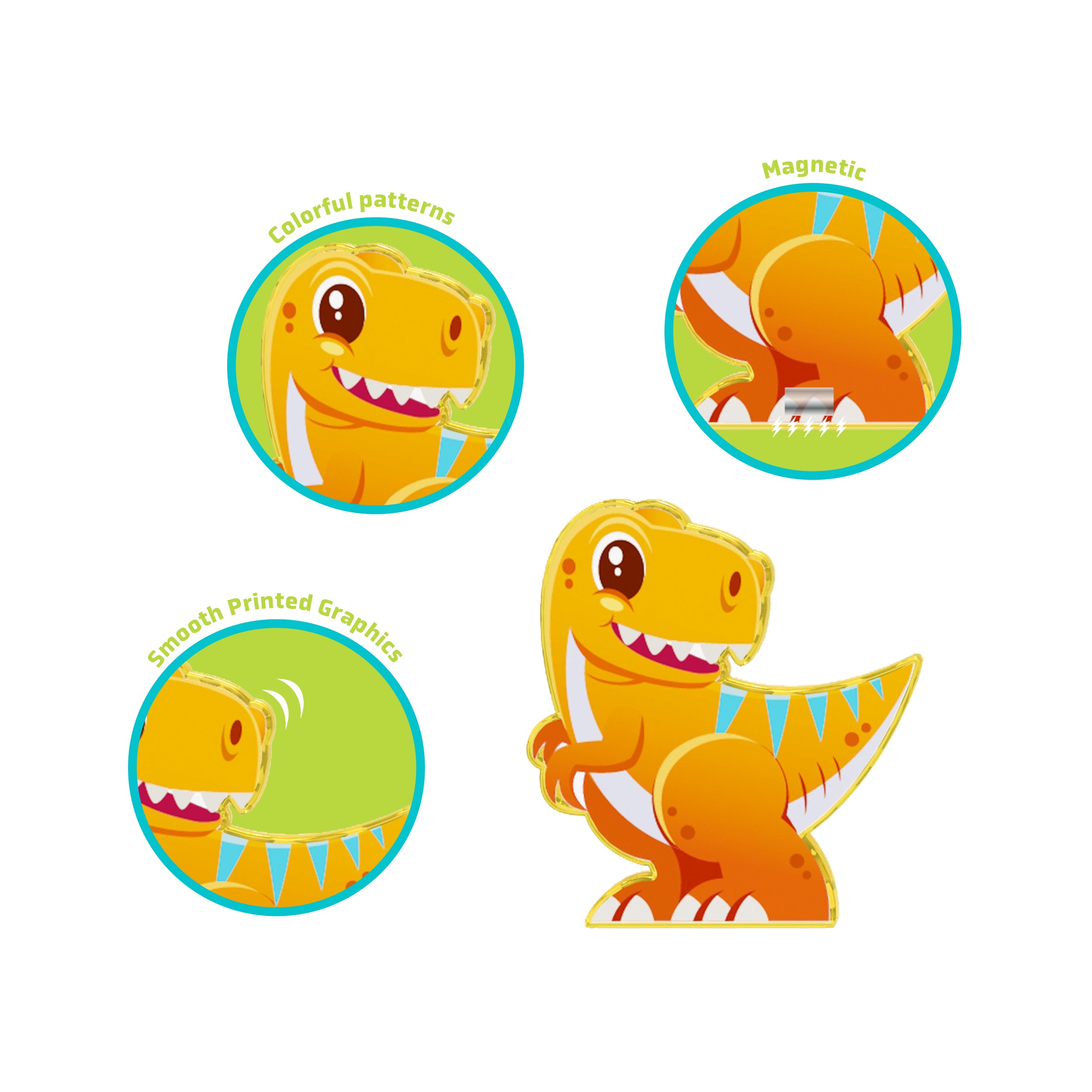 PicassoTiles Magnet Tiles Building Blocks 8 Dinosaur  Action Figures