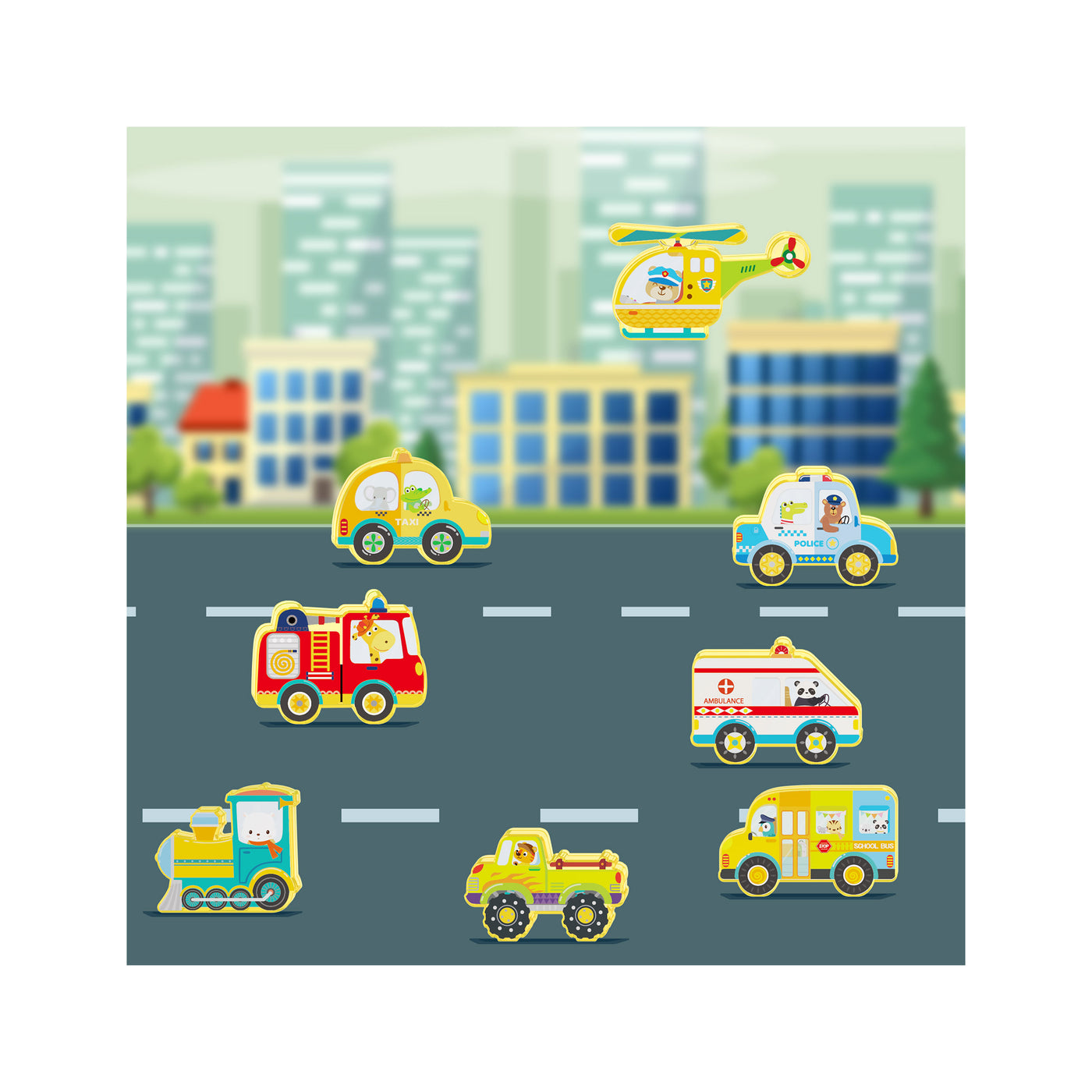 PicassoTiles Magnet Building Blocks Metro City 8 Vehicle  Action Figures