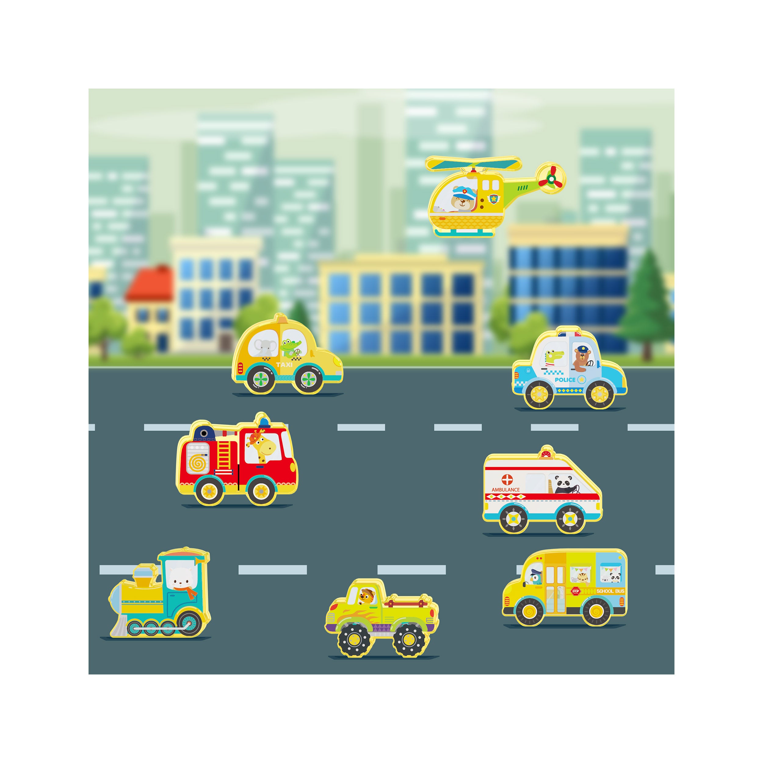 PicassoTiles Magnet Building Blocks Metro City 8 Vehicle  Action Figures