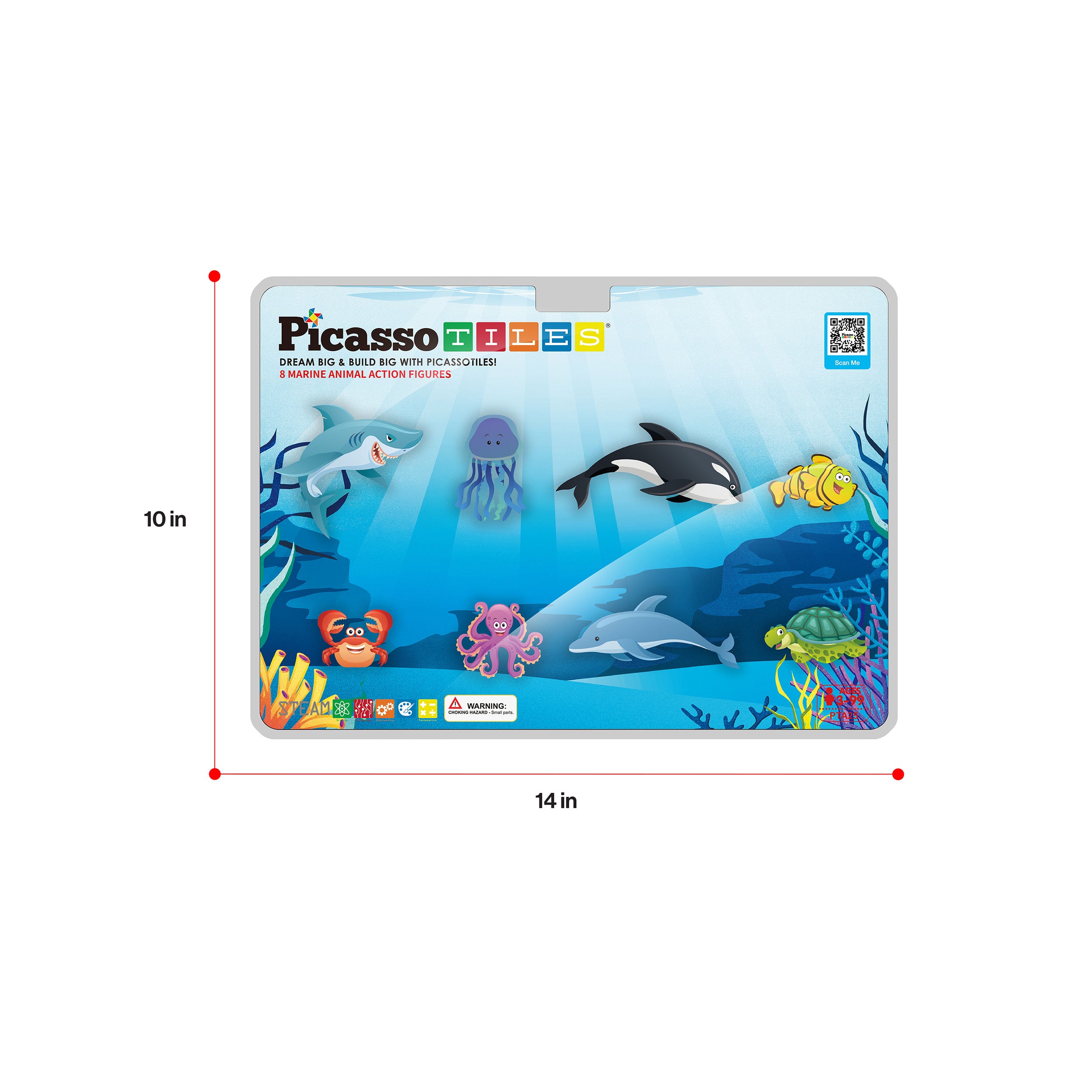 PicassoTiles Magnet Tile Building Blocks 8 Marine Animal Action