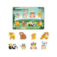PicassoTiles Magnet Tile Building Blocks 8 Forest Animal Action Figures