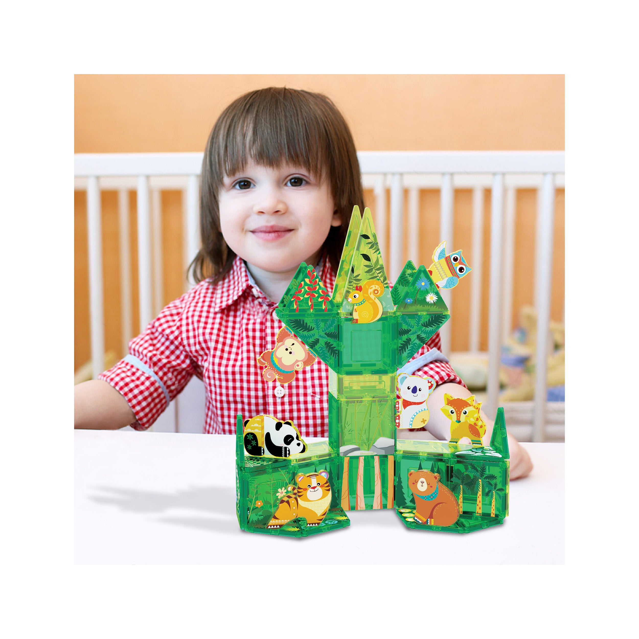 PicassoTiles Magnet Tile Building Blocks 8 Forest Animal Action