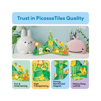 PicassoTiles Magnet Tile Building Blocks 8 Forest Animal Action Figures