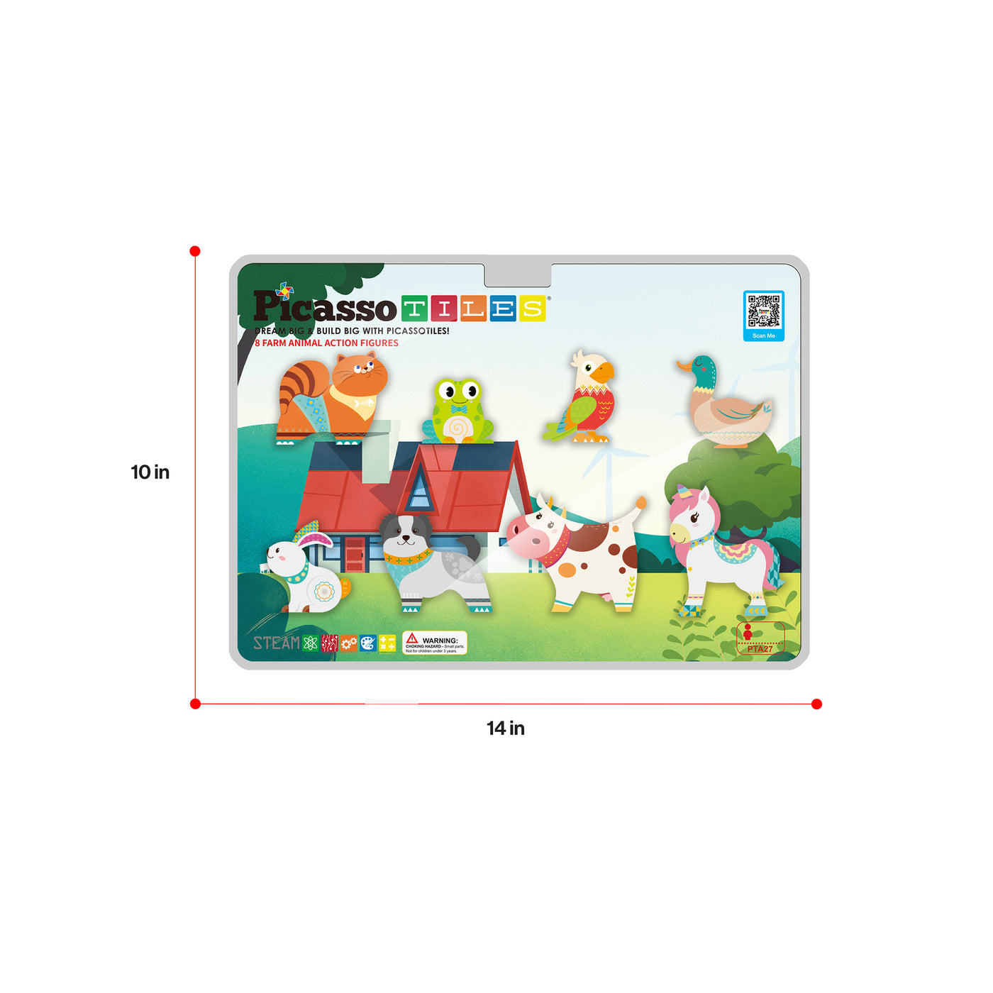 PicassoTiles 8pc Magnet Tile Building Blocks Farm Animal Action Figures