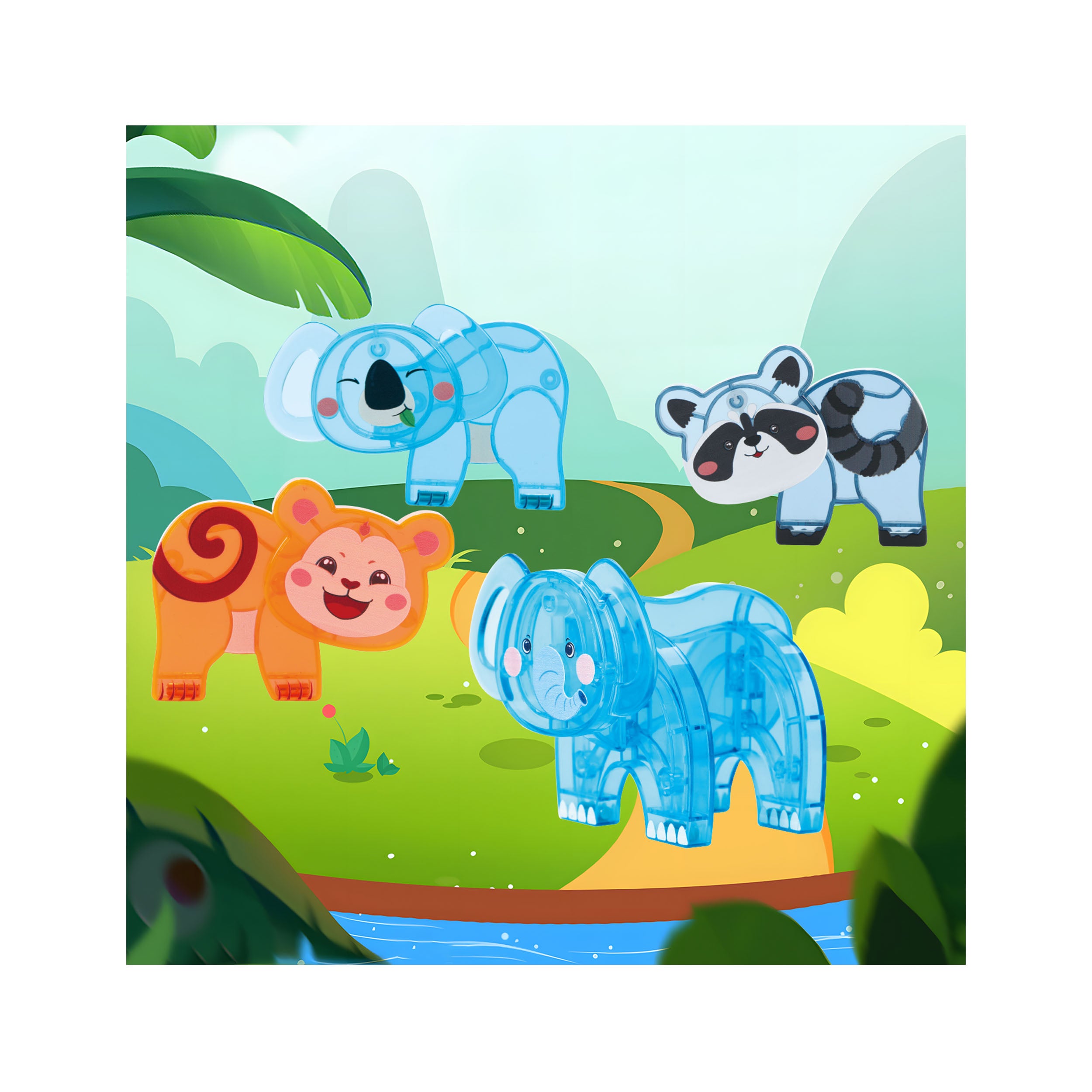 PicassoTiles Magnetic Tile Animal Friends Mix & Match Wildlife Characters