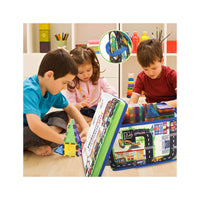 PicassoTiles Magnet Tile Toy Organizer: City Theme Storage Bin with Lid & Handles