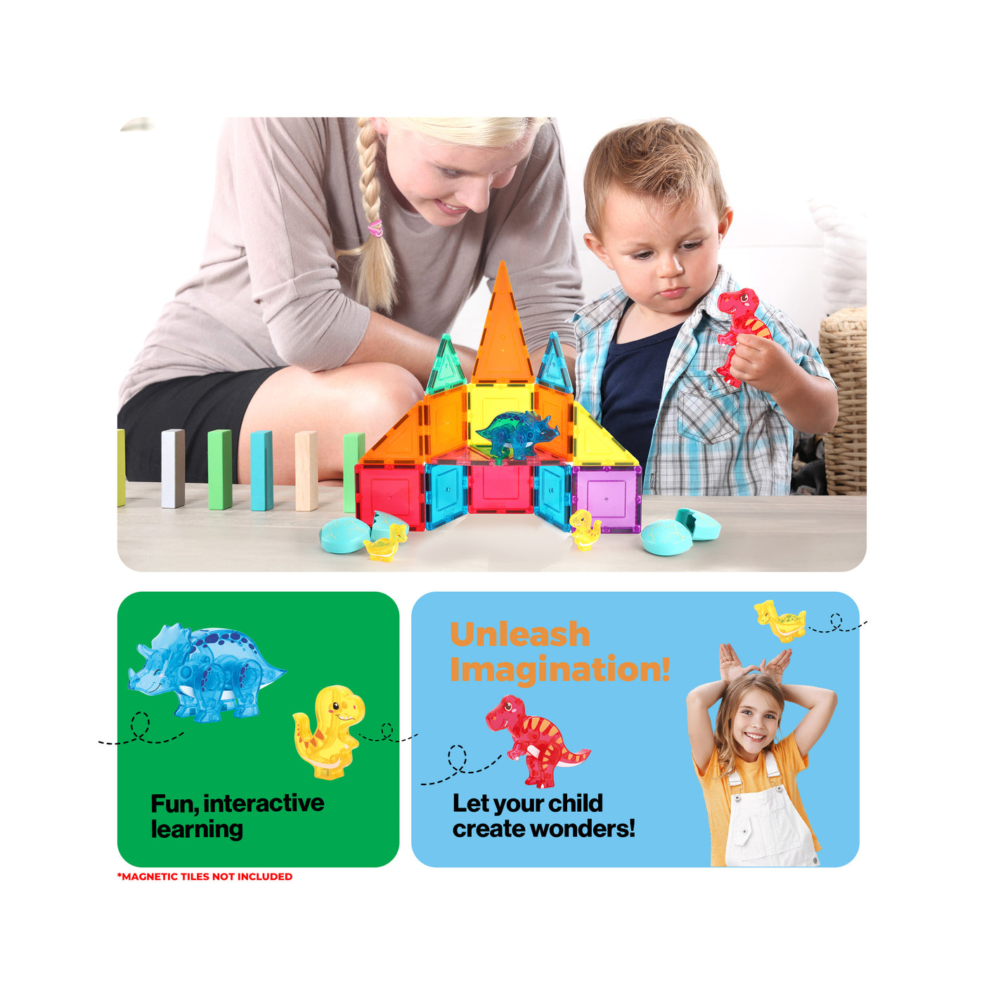 Magnetic Dinosaur Egg Set 6pc STEM Toy for Kids 3+