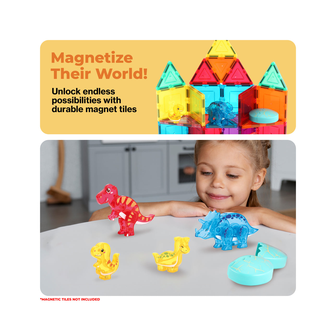 Magnetic Dinosaur Egg Set 6pc STEM Toy for Kids 3+
