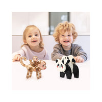 PicassoTiles Panda & Monkey Parent and Baby Characters Playset – 4 Pieces