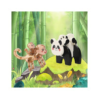 PicassoTiles Panda & Monkey Parent and Baby Characters Playset – 4 Pieces
