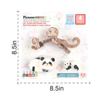 PicassoTiles Panda & Monkey Parent and Baby Characters Playset – 4 Pieces