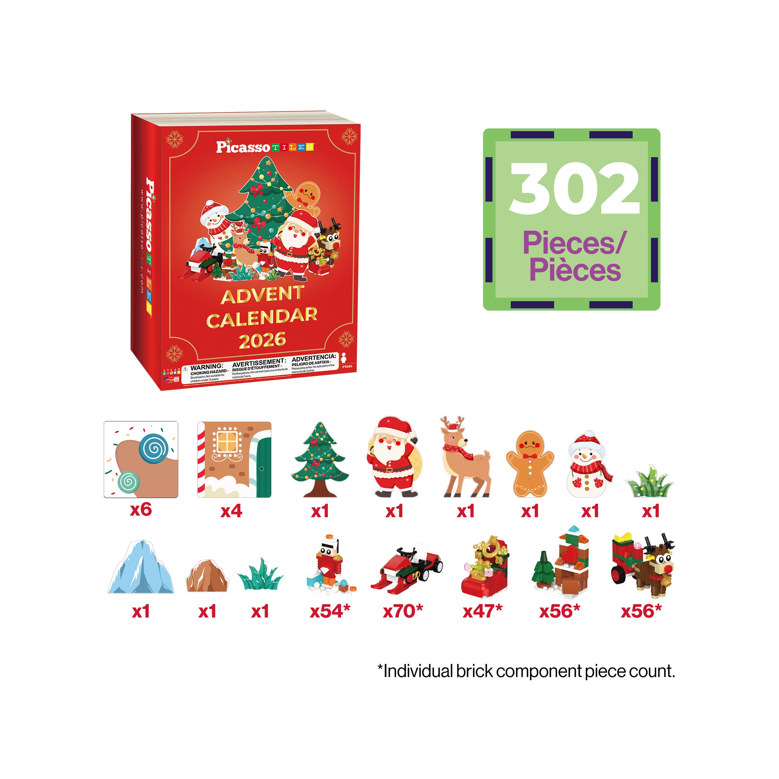 PicassoTiles Magnetic Gingerbread House Advent Calendar Set