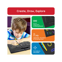 PicassoTiles 2PK 4-in-1 Large Magnetic Drawing Board: Alphabets and Numbers Tracing