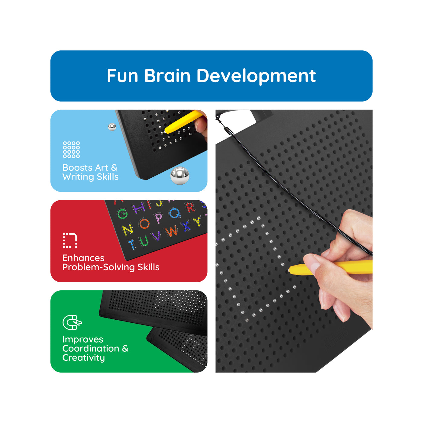 PicassoTiles 2PK 4-in-1 Large Magnetic Drawing Board: Alphabets and Numbers Tracing