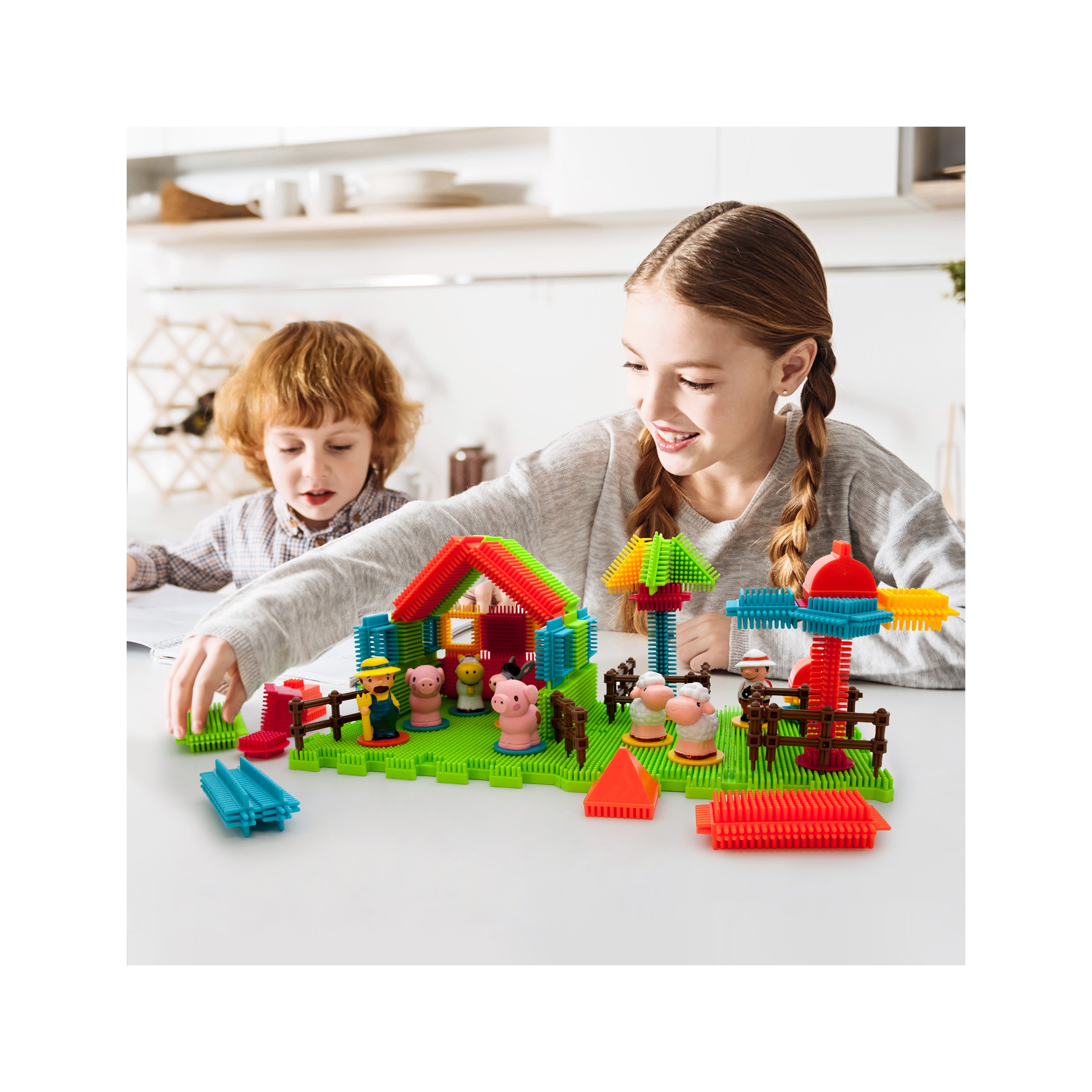 PicassoTiles Soft Building Blocks Hedgehog Farm Set