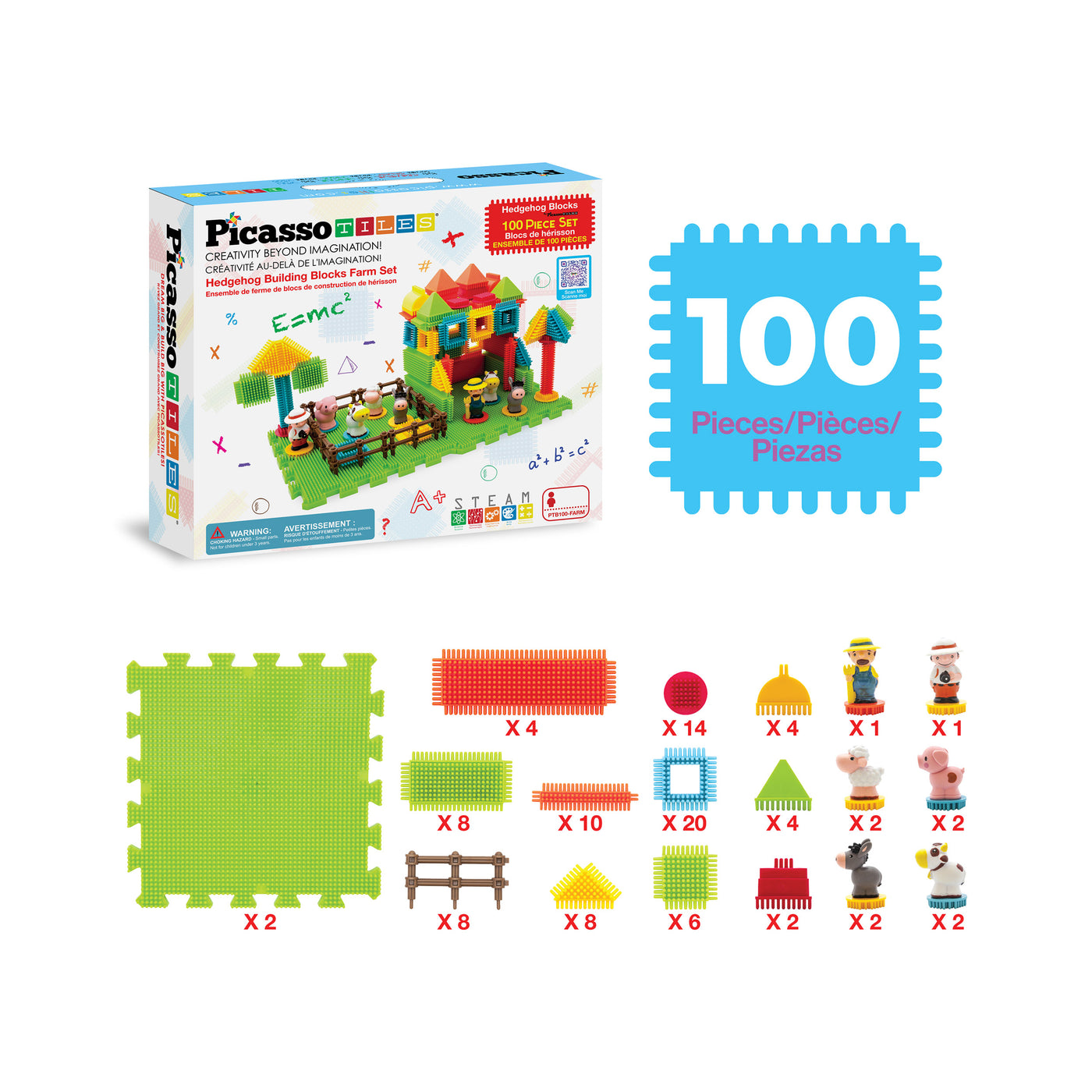 PicassoTiles Soft Building Blocks Hedgehog Farm Set