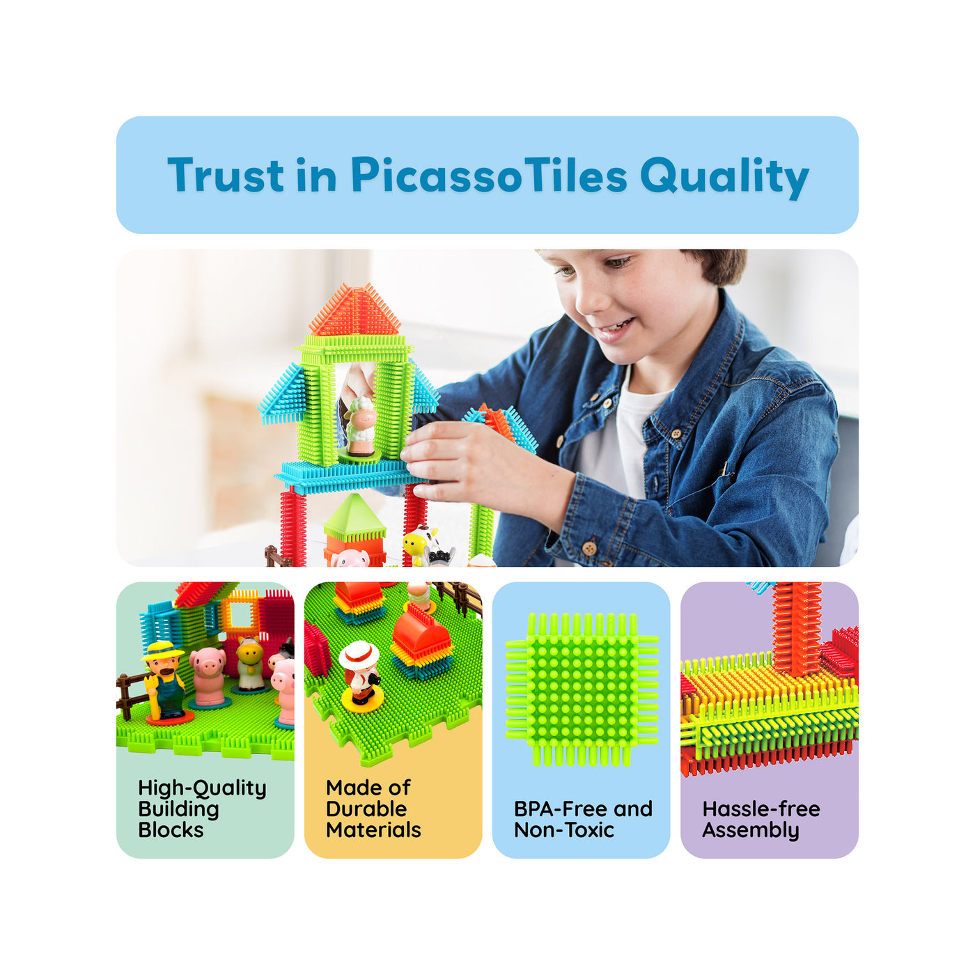 PicassoTiles Soft Building Blocks Hedgehog Farm Set